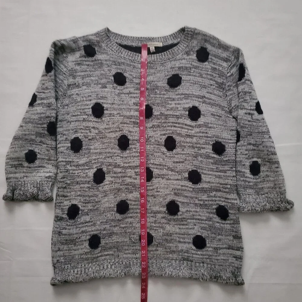COZY Casual Women's Polka Dot 3/4 Sleeve Knit Gray Pullover Sweater Size M/L - Picture 10 of 10